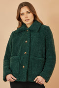 Yumi Green Short Teddy Bear Jacket - QHA UK