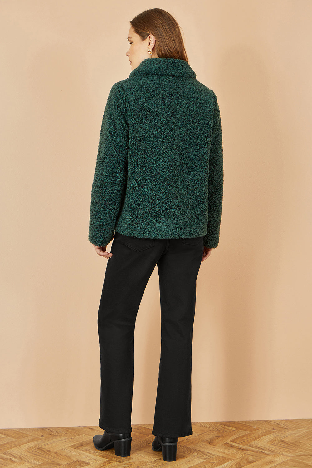 Yumi Green Short Teddy Bear Jacket - QHA UK