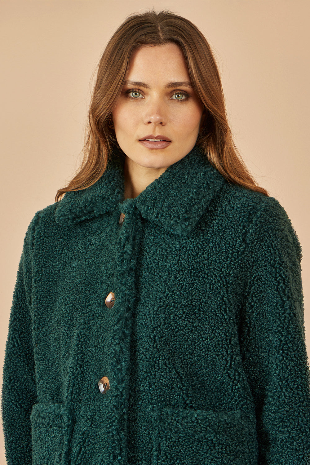 Yumi Green Short Teddy Bear Jacket - QHA UK