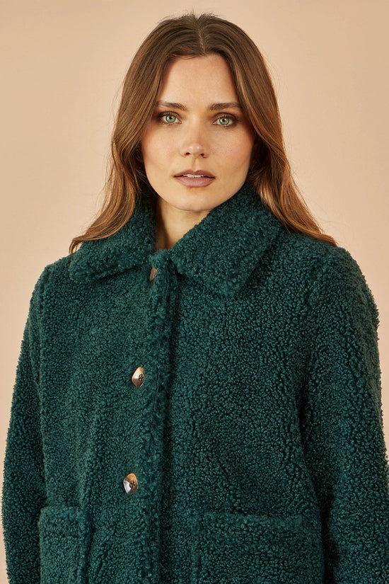 Yumi Green Short Teddy Bear Jacket - QHA UK