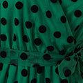 Yumi Green Spot Mesh Wrap Midi Skater Dress - QHA UK
