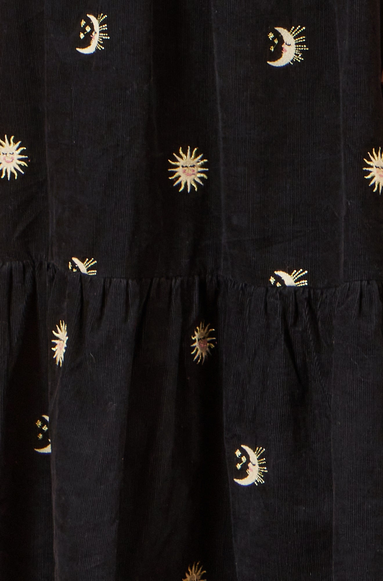 Yumi Black Cosmic Embroidery Cord Midi Shirt Dress - QHA UK