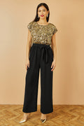 Yumi Gold Sequin Top Stretch Jumpsuit - QHA UK