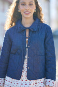 Yumi Blue Chambray Quilted Jacket With Cherry Lining - QHA UK