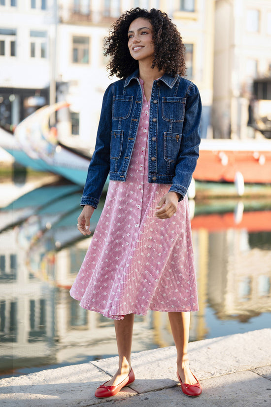Yumi Blue Stretch Denim Jacket With Pocket Detail - QHA UK