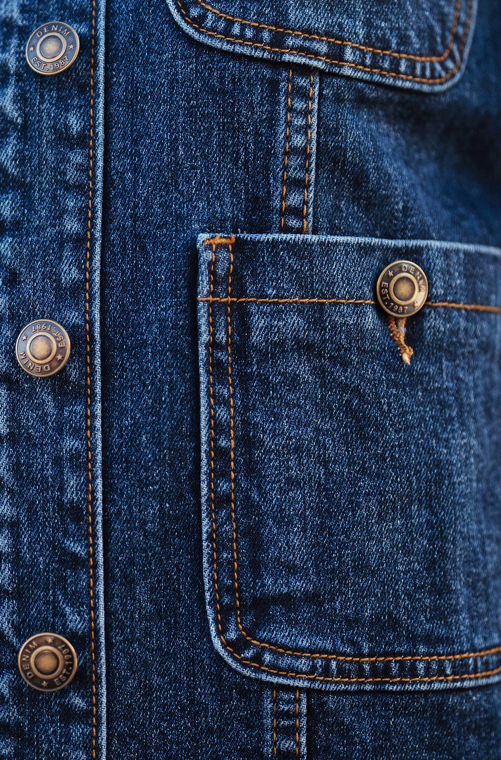 Yumi Blue Stretch Denim Jacket With Pocket Detail