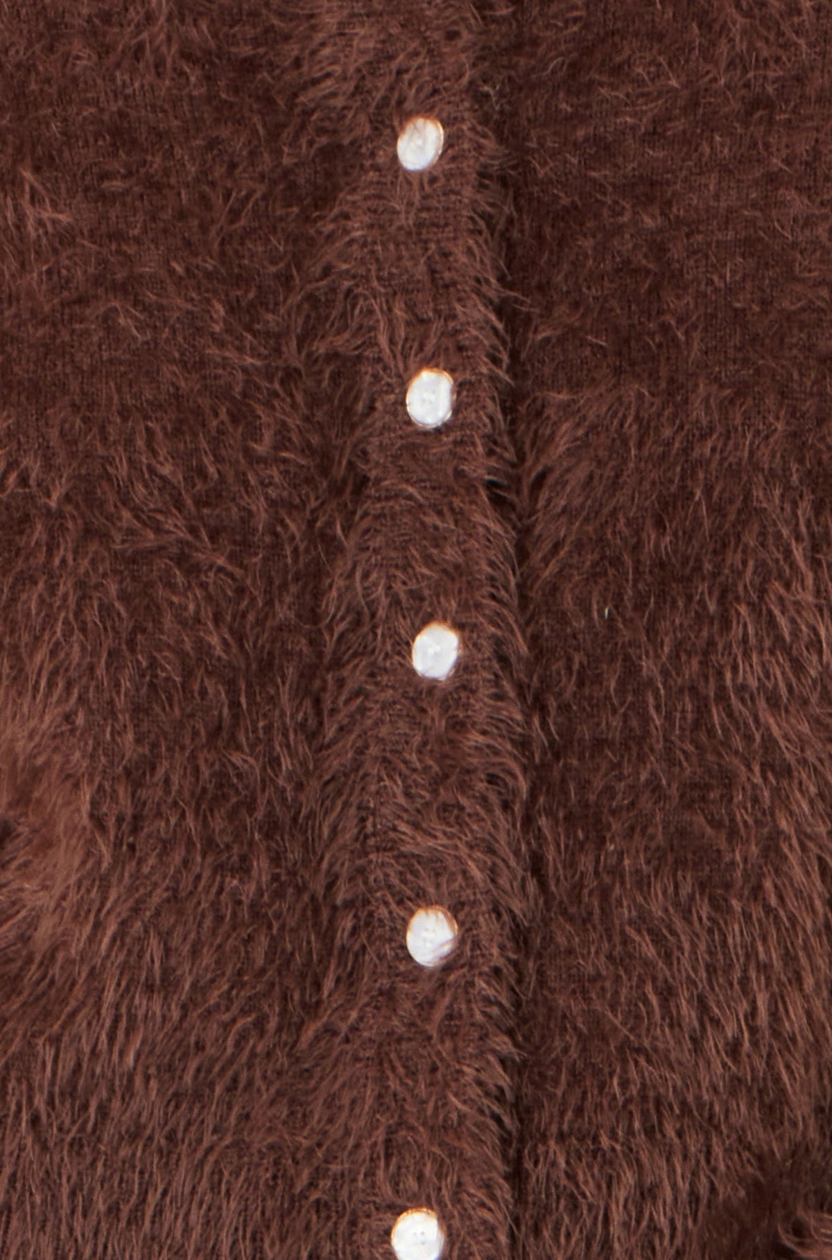 Yumi Women's Brown Eyelash Knit Cropped Cardigan with Sparkle Button Detail
