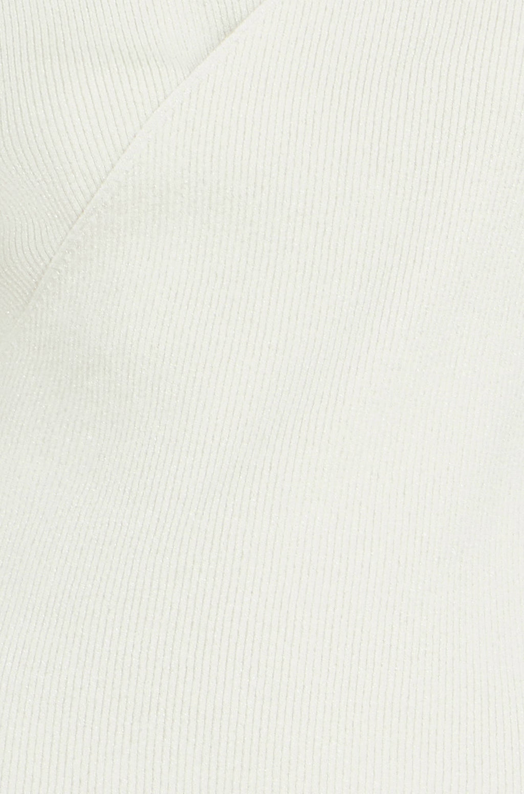 Yumi Ivory Metallic Thread Rib Wrap Knitted Top
