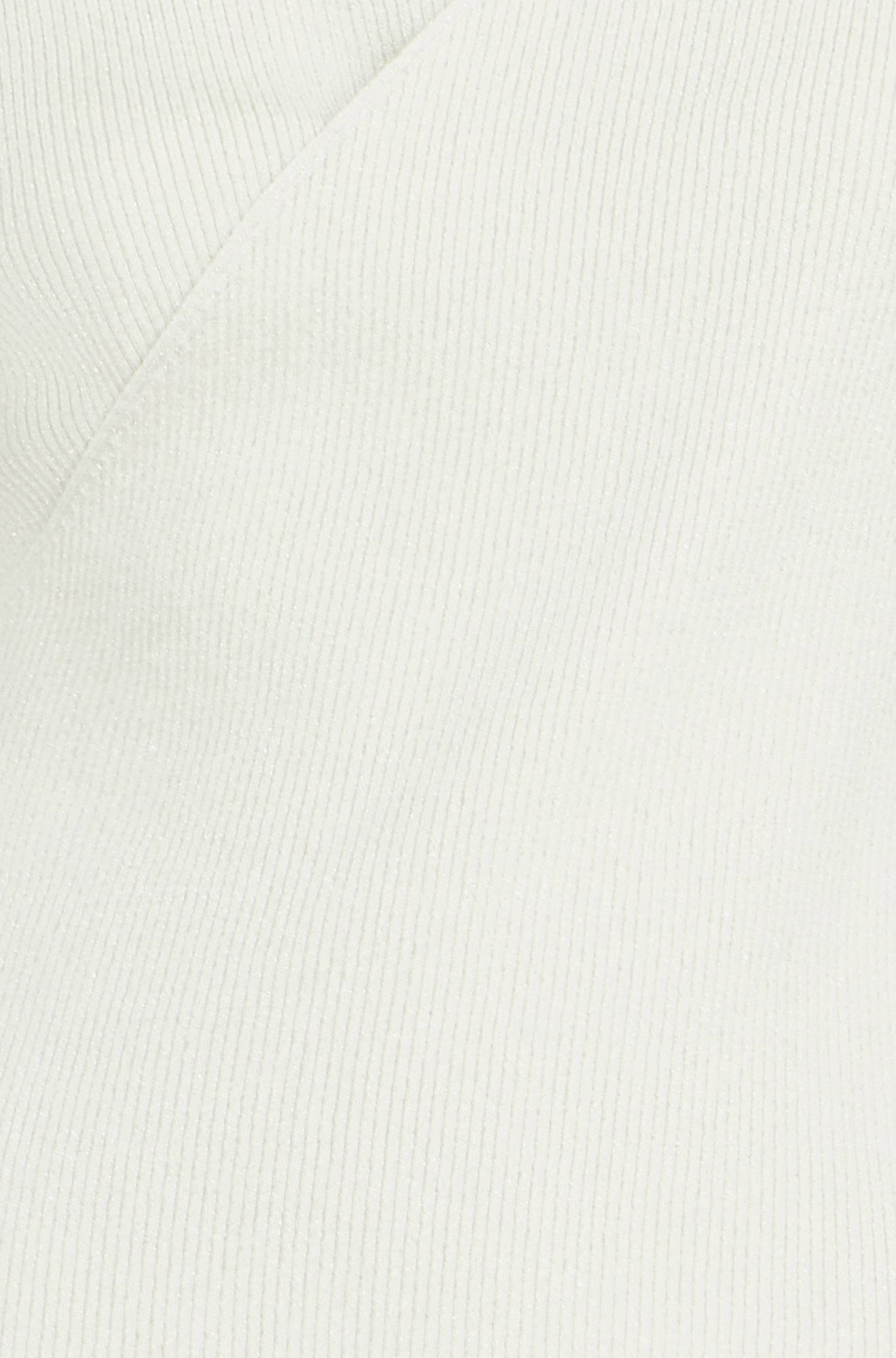 Yumi Ivory Metallic Thread Rib Wrap Knitted Top