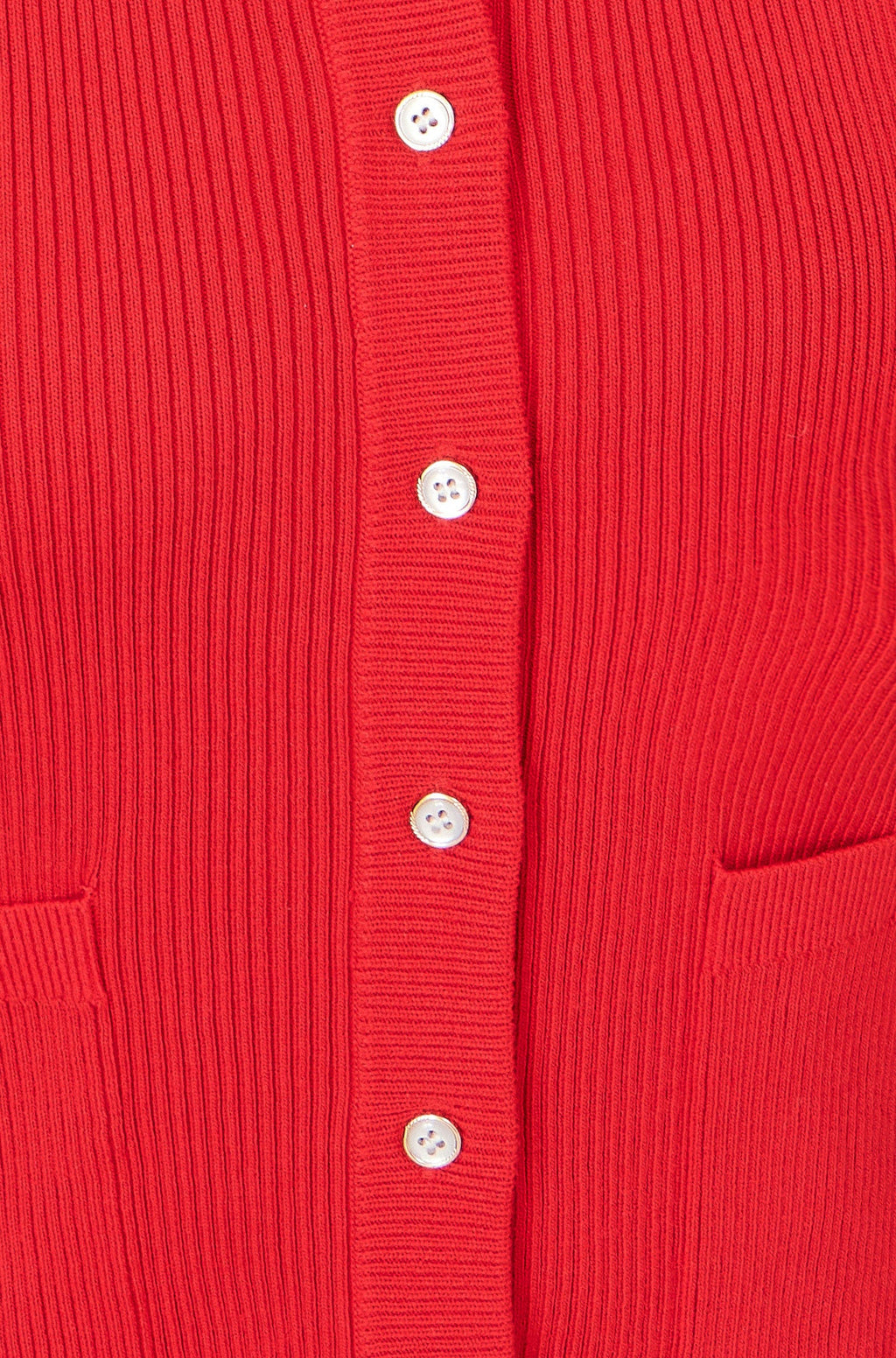 Yumi Red Ribbed Collar Button Up Cardigan