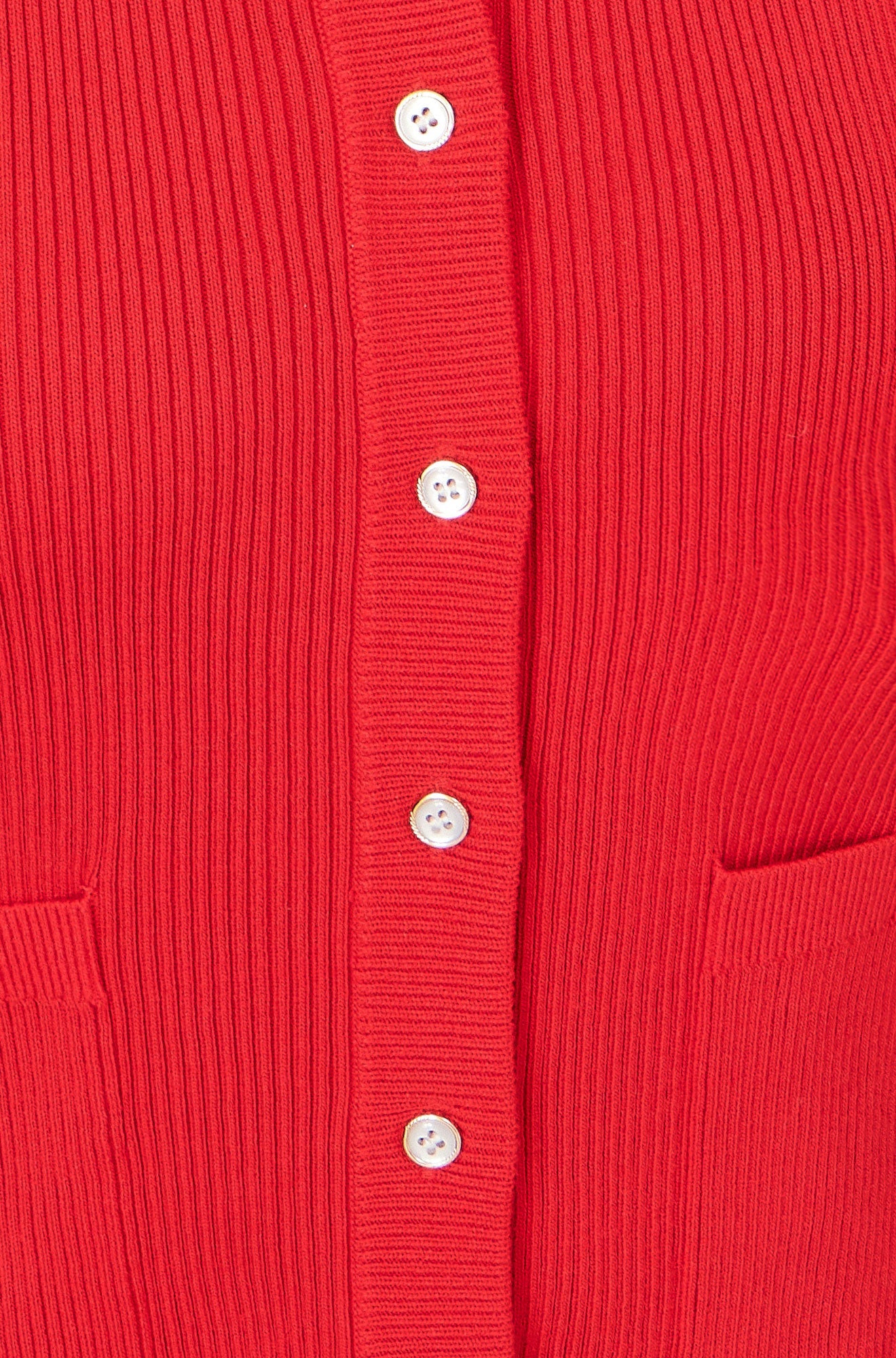 Yumi Red Ribbed Collar Button Up Cardigan