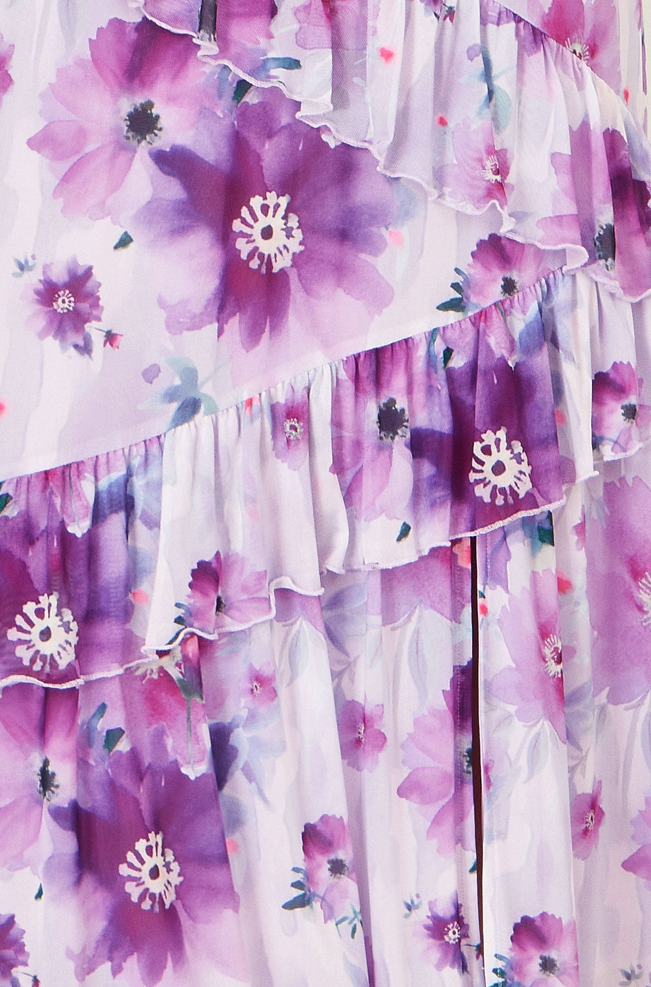 Yumi Lavender Floral Print Frill Midi Dress - QHA UK