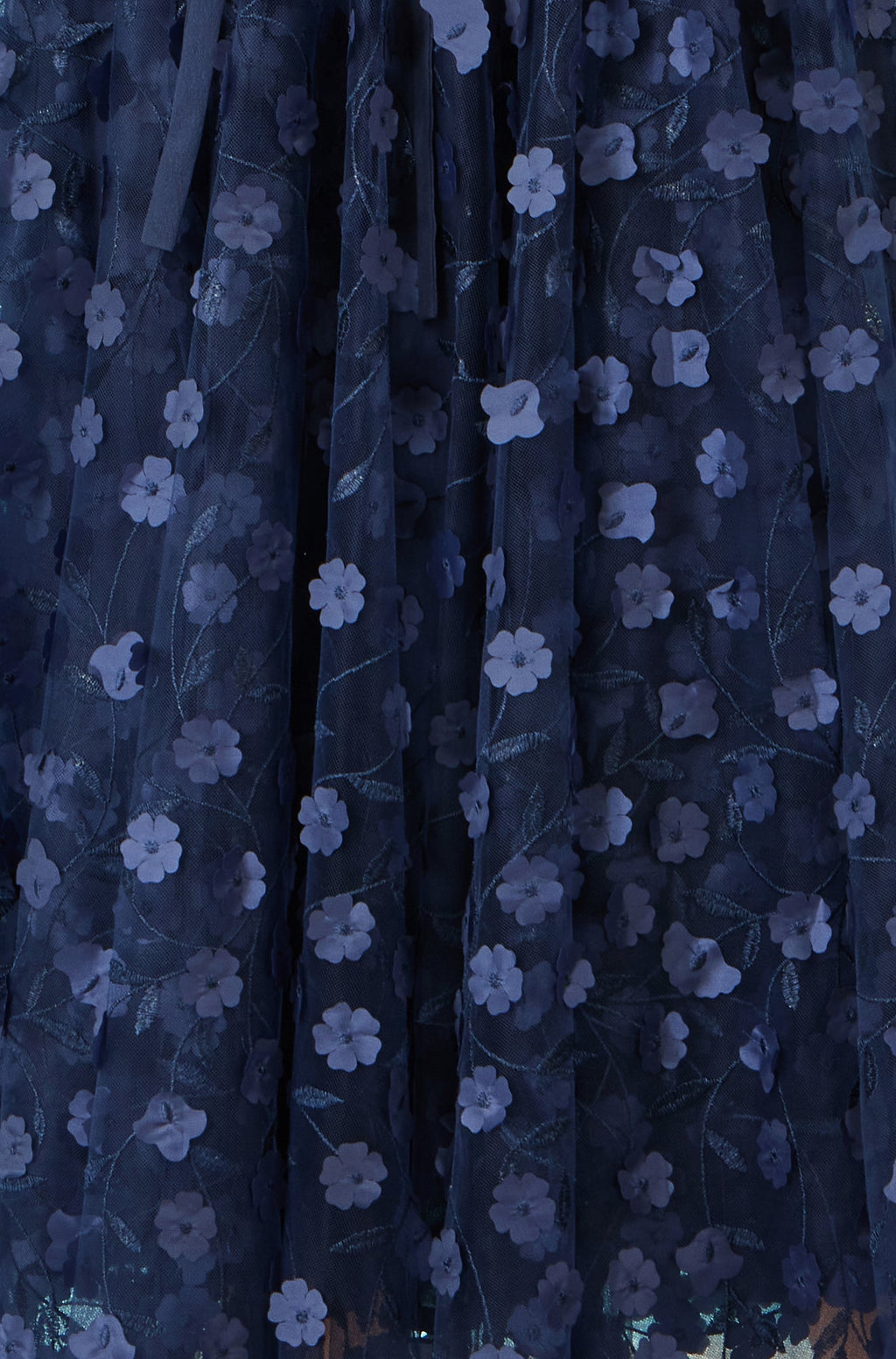 Yumi Navy Mesh Floral Applique Midi Skirt - QHA UK