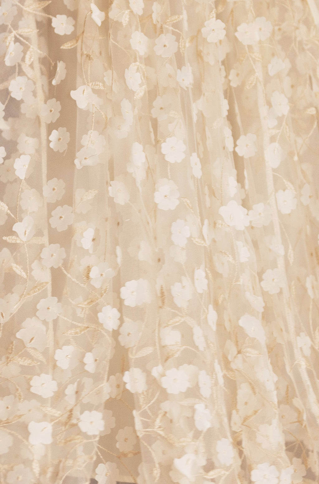 Yumi Ivory Mesh Floral Applique Midi Skirt - QHA UK