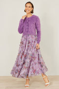 Yumi Lilac Floral Ruffle Mesh Midi Skirt - QHA UK