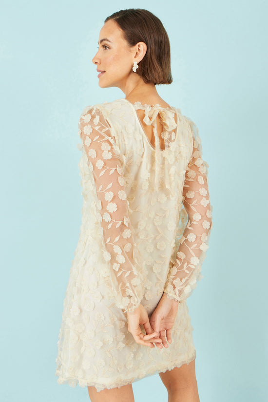 Yumi Ivory Long Sleeve Floral Applique Tunic - QHA UK