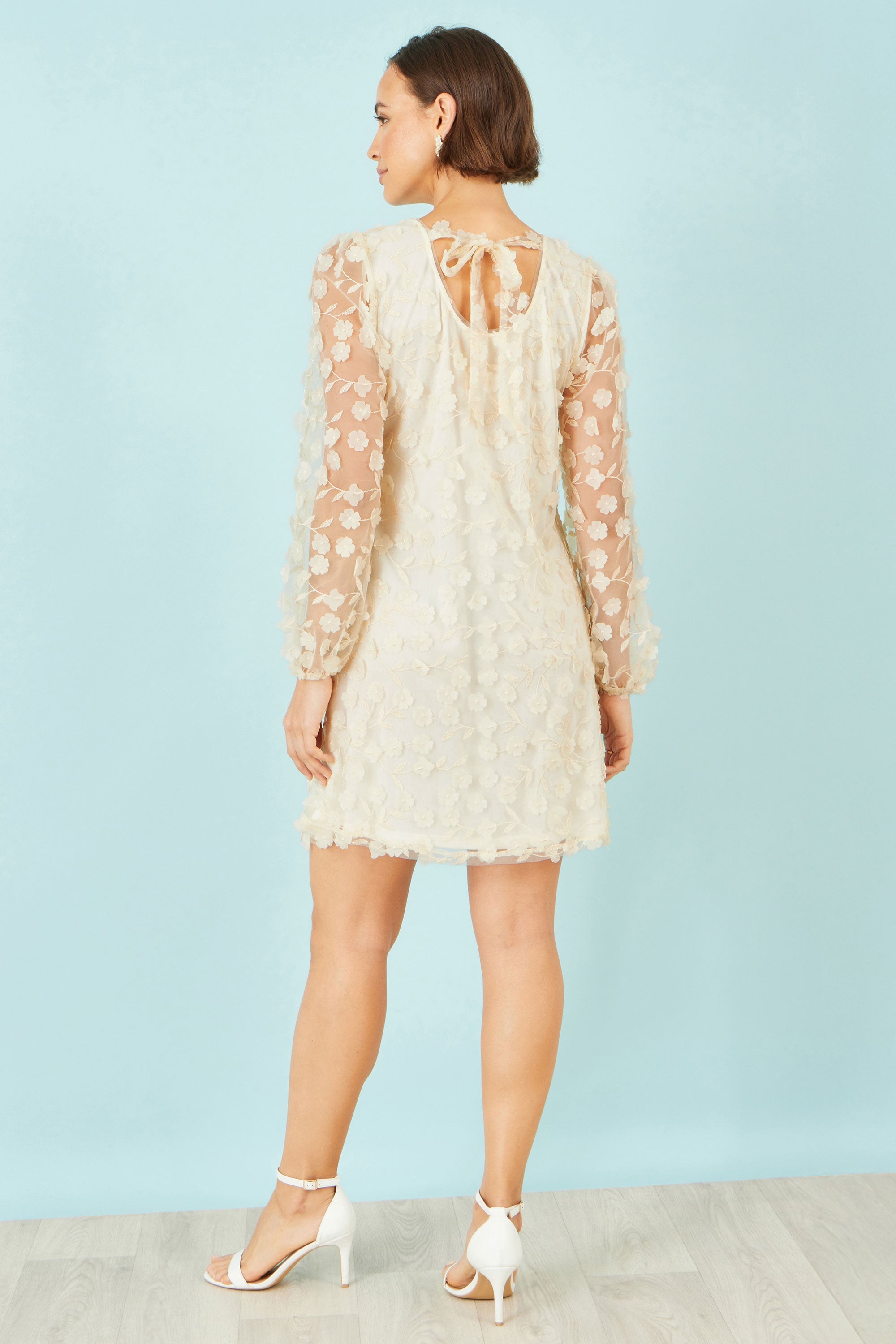 Yumi Ivory Long Sleeve Floral Applique Tunic - QHA UK