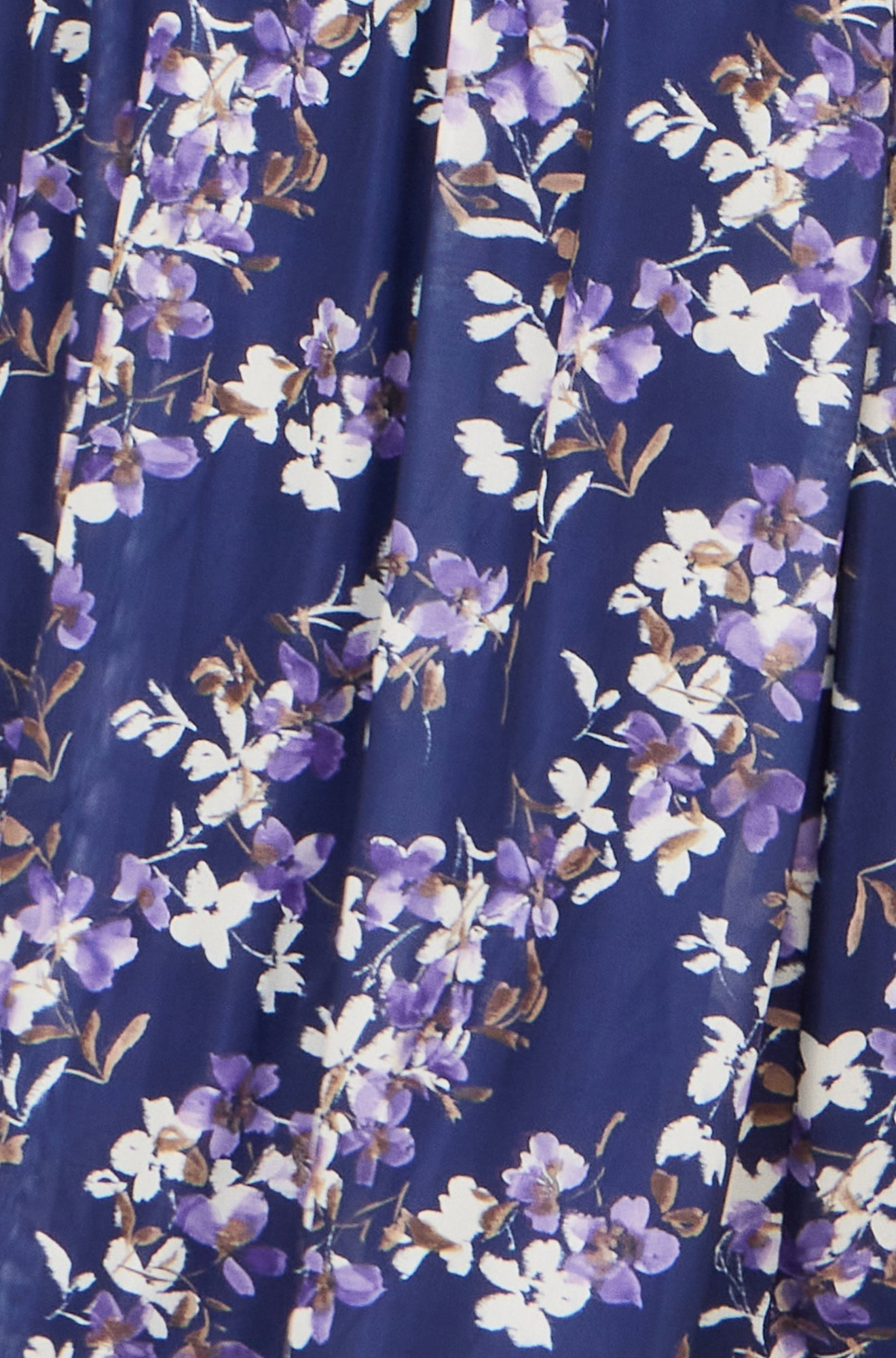 Yumi Navy Blossom Print Mesh Stretch Midi Dress With Pockets - QHA UK