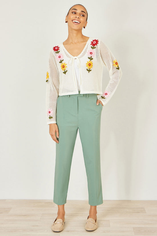 Yumi Ivory Crochet Embroidered Flower Bolero - QHA UK