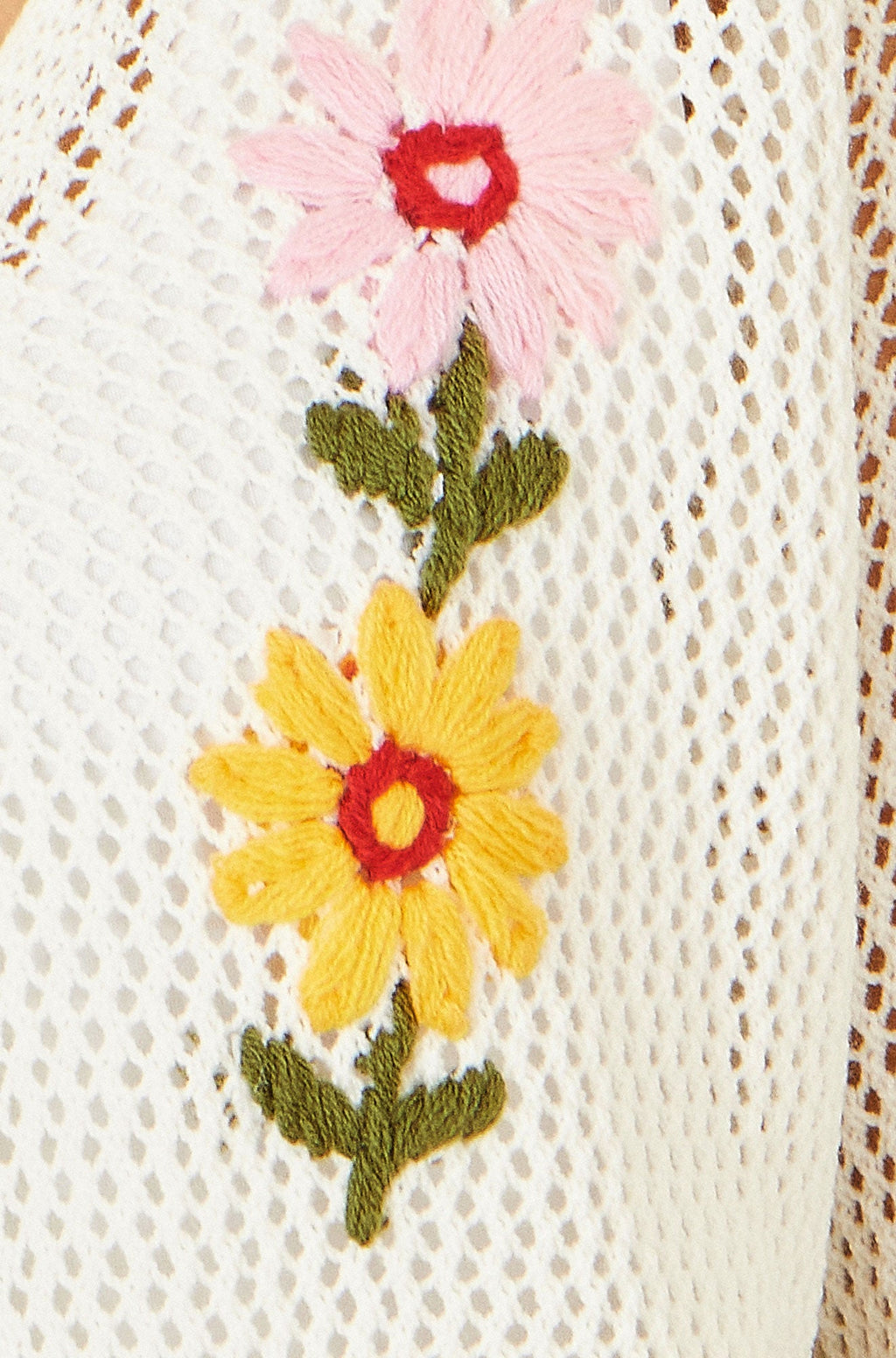 Yumi Ivory Crochet Embroidered Flower Bolero