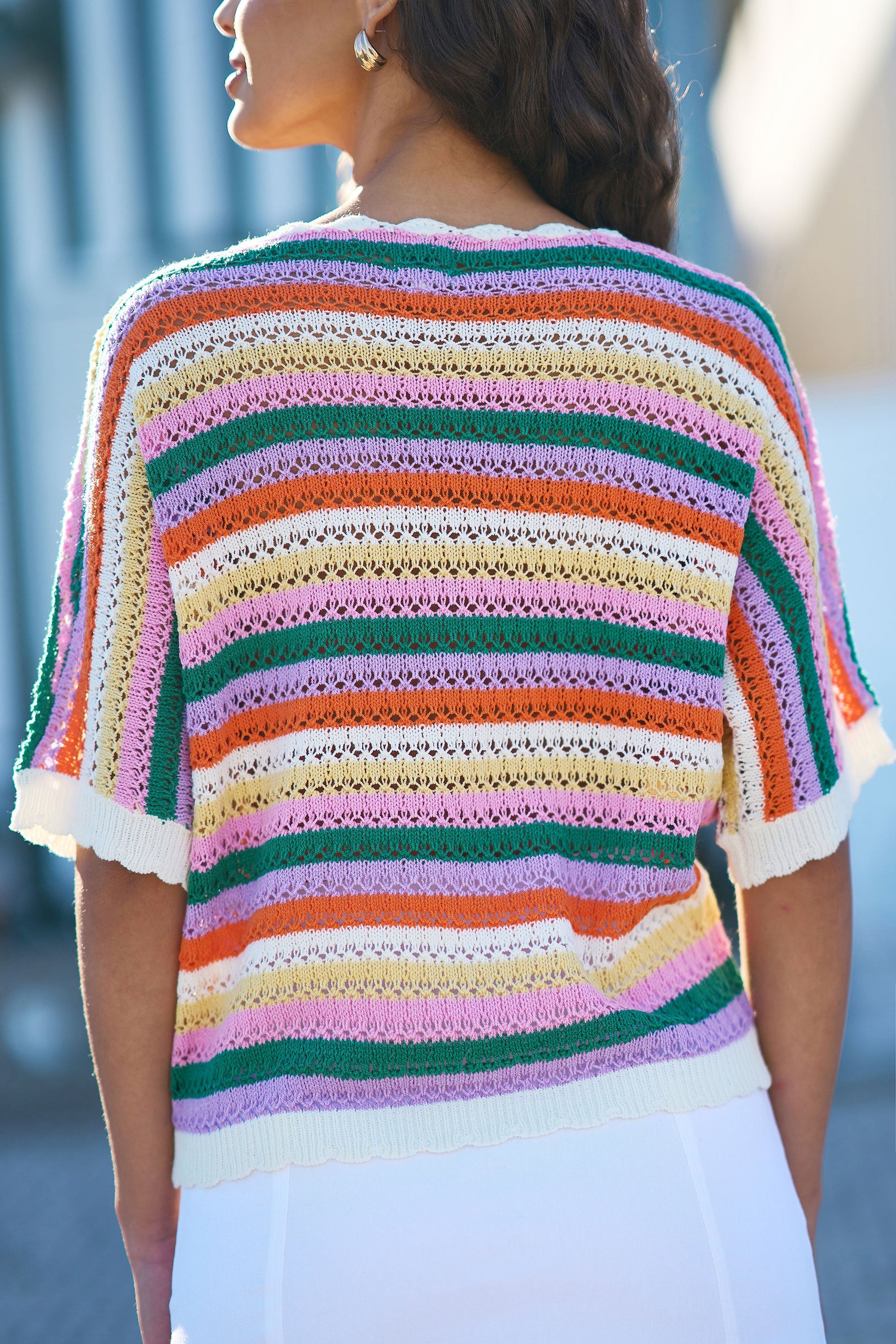 Yumi Multicolour Batwing Crochet Top