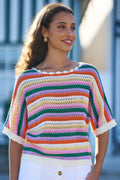Yumi Multicolour Batwing Crochet Top - QHA UK