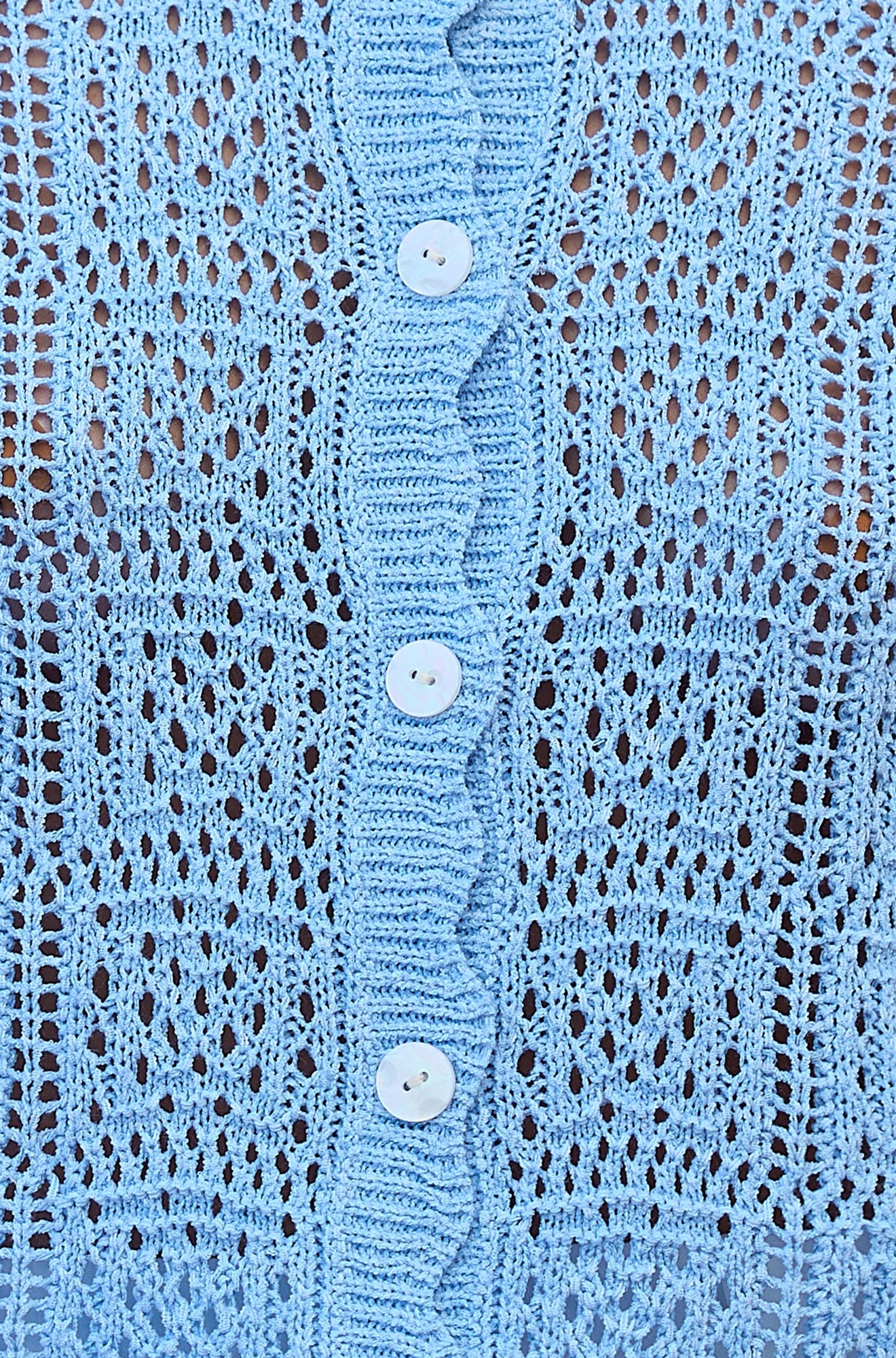Yumi Blue Crochet Short Sleeve Cardigan - QHA UK