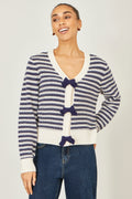 Yumi Multicolour Block Stripe Tie Front Cardigan - QHA UK