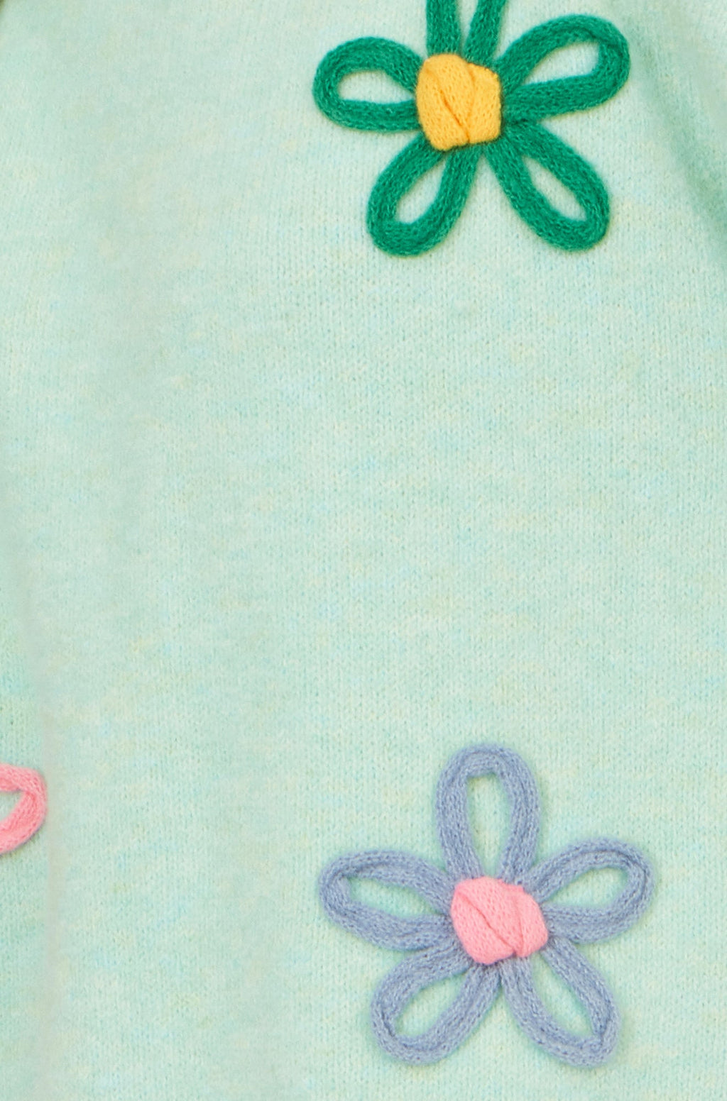 Yumi Green Relaxed Flower Embroidered Jumper