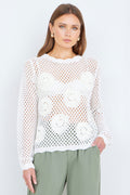 Yumi White Flower Crochet Jumper - QHA UK