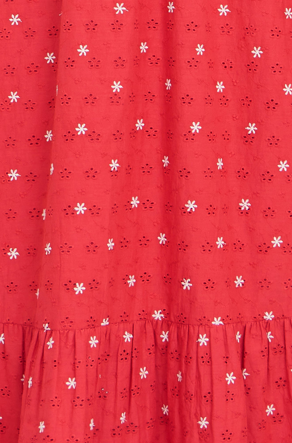 Yumi Red Broderie Anglaise Wrap Midi Dress With Flower Embroidery - QHA UK