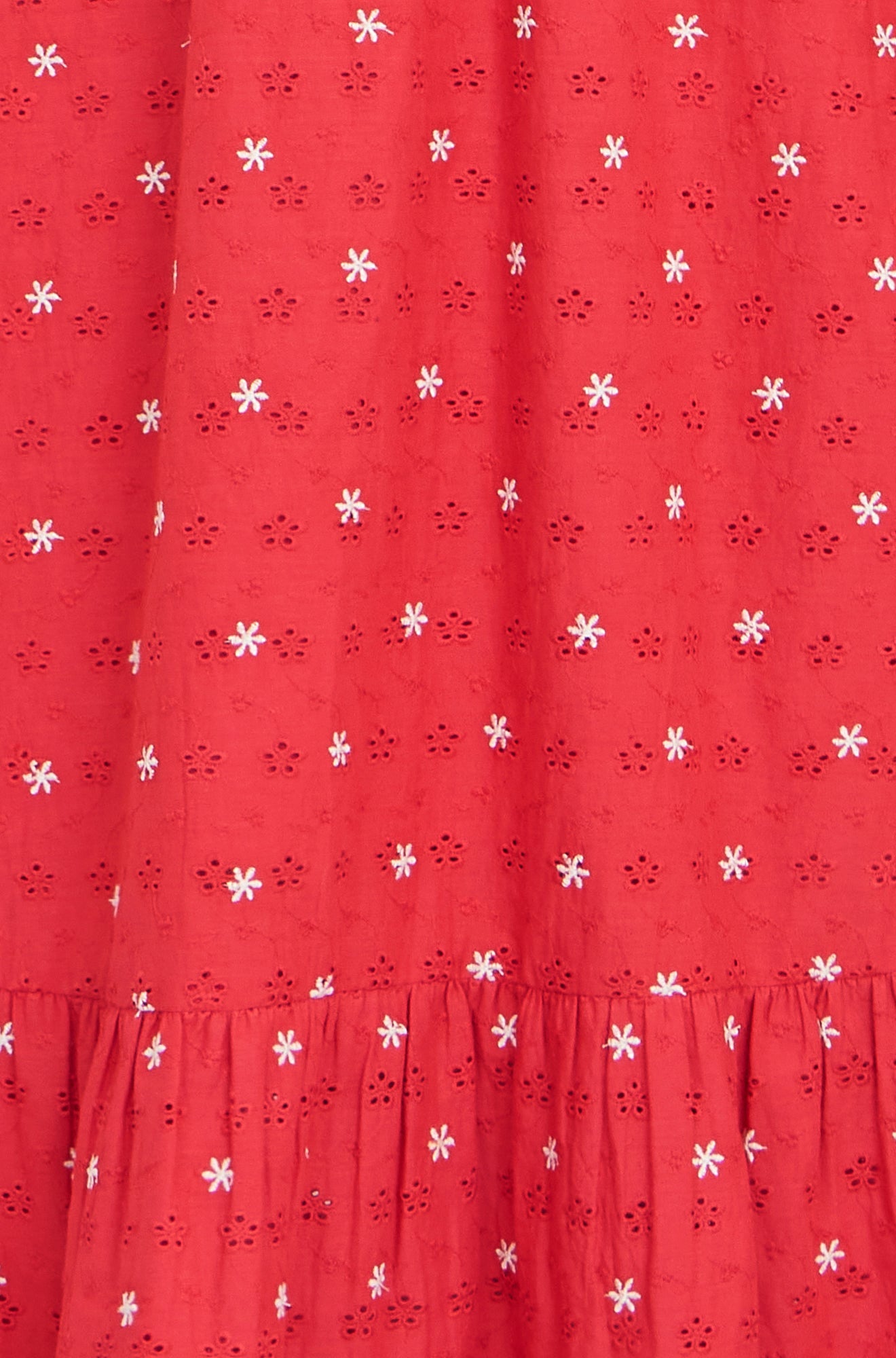 Yumi Red Broderie Anglaise Wrap Midi Dress With Flower Embroidery - QHA UK
