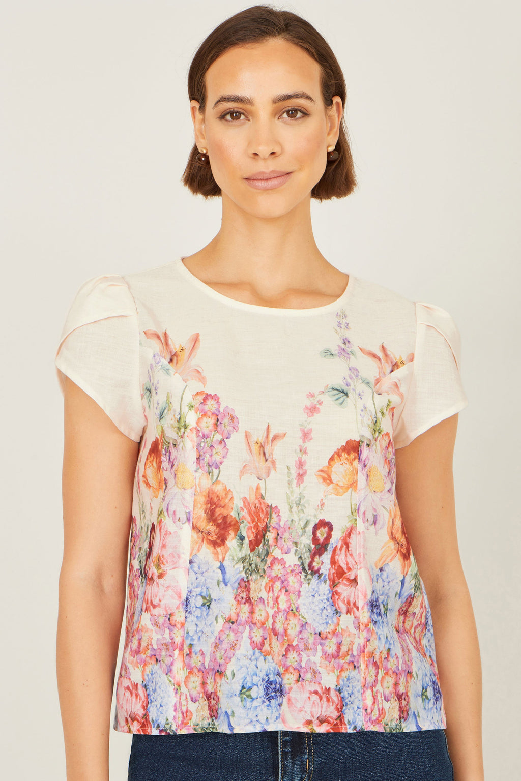Yumi Pink Floral Border Top