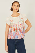 Yumi Pink Floral Border Top - QHA UK