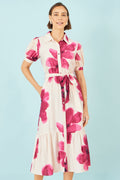 Yumi Pink Scattered Floral Shirt Dress - QHA UK