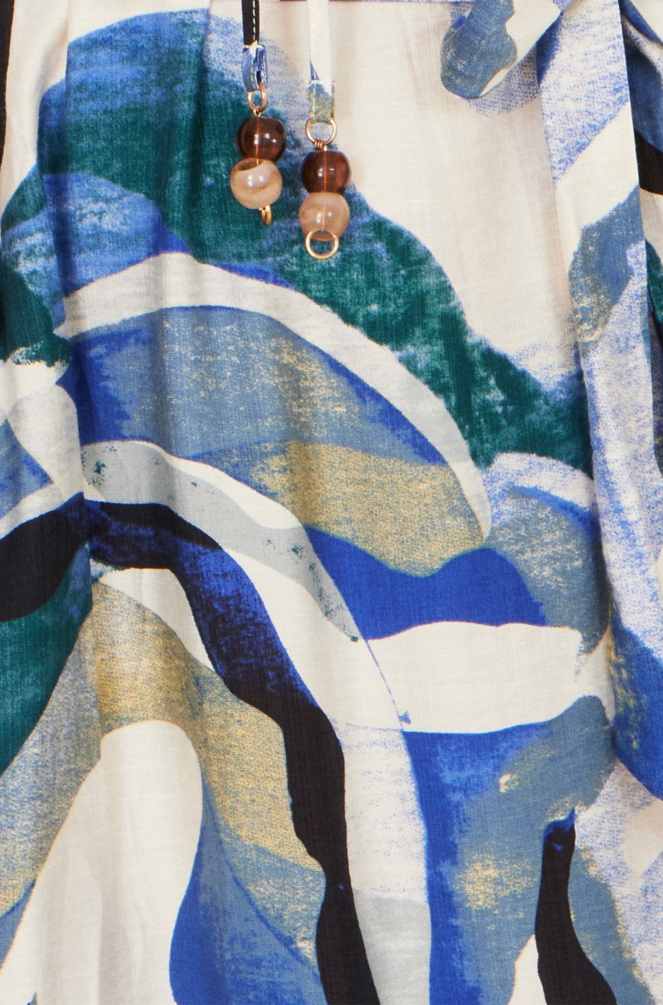 Yumi Blue Viscose Swirl Print Midi Dress - QHA UK