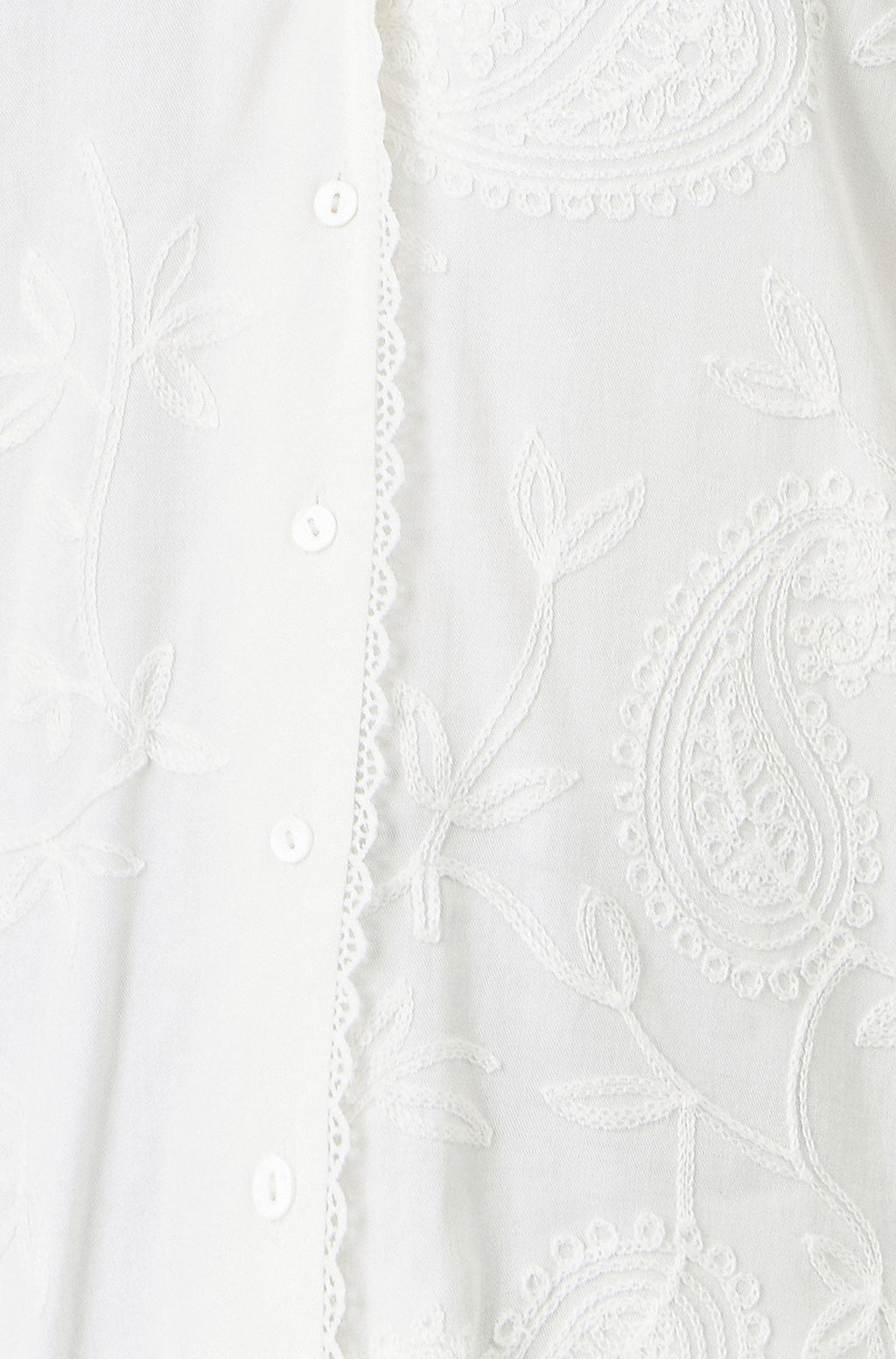 Yumi White Paisley Viscose Embroidered Shirt