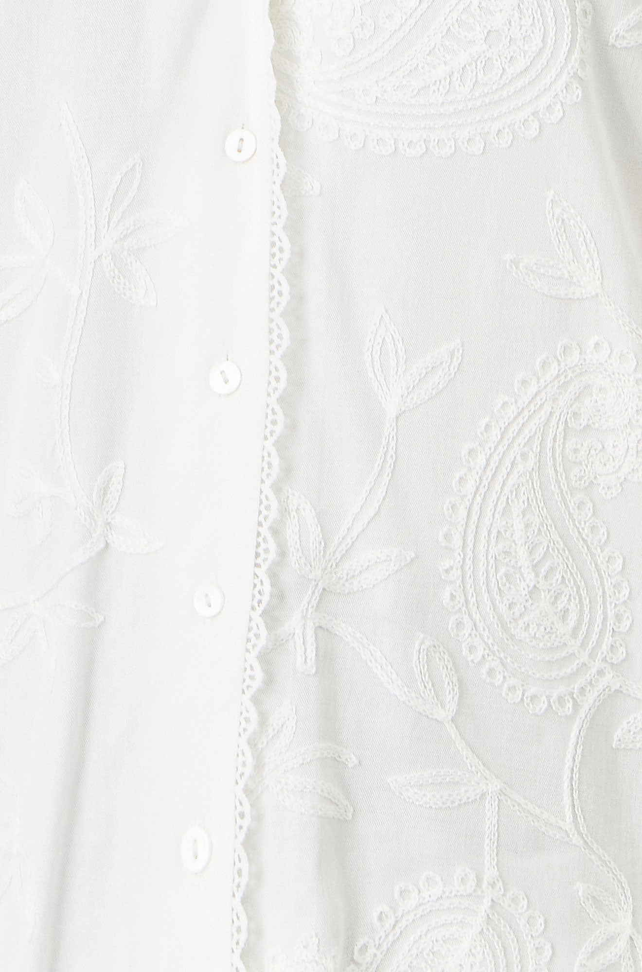Yumi White Paisley Viscose Embroidered Shirt