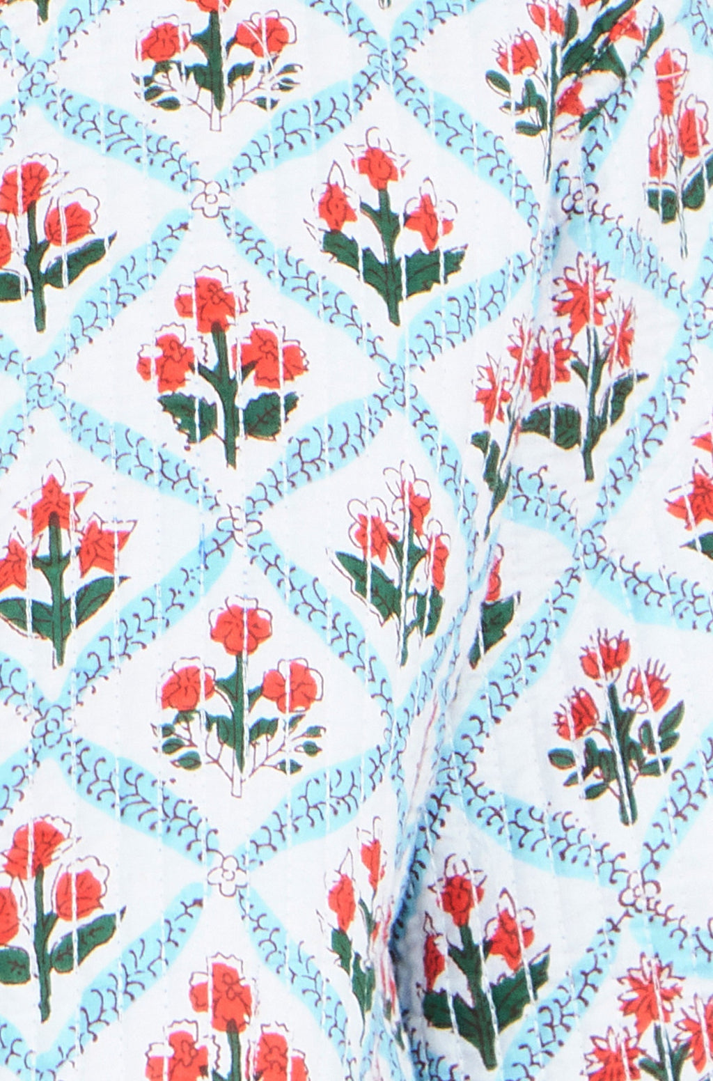 Yumi Blue Boho Print Cotton Reversible Quilted Jacket - QHA UK