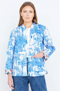 Yumi Blue Palm Reversible Cotton Quilted Jacket - QHA UK