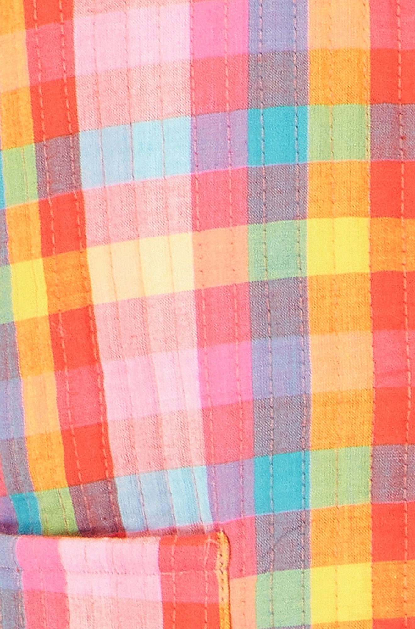 Yumi Multicolour Checked Reversible Cotton Quilted Jacket - QHA UK