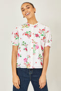Yumi White Cotton Broderie Anglaise Floral Shirt - QHA UK