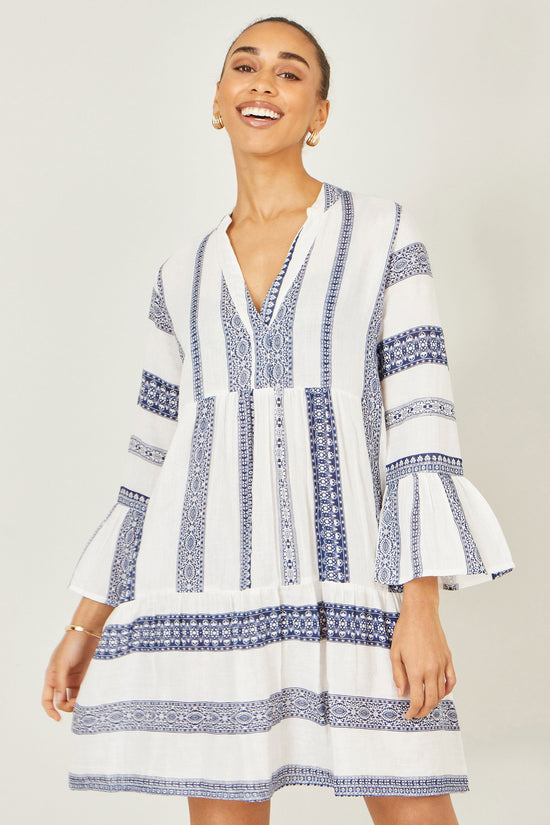Yumi White Cotton Stripe Tunic - QHA UK