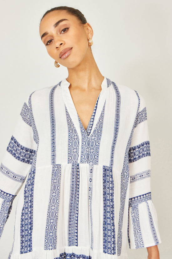 Yumi White Cotton Stripe Tunic - QHA UK