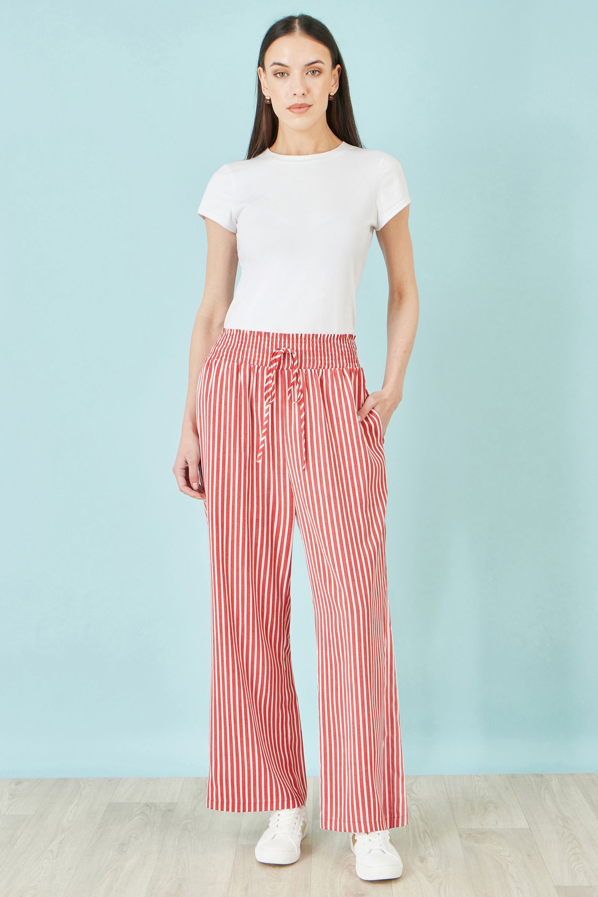 Yumi Red Stripe Relaxed Trousers