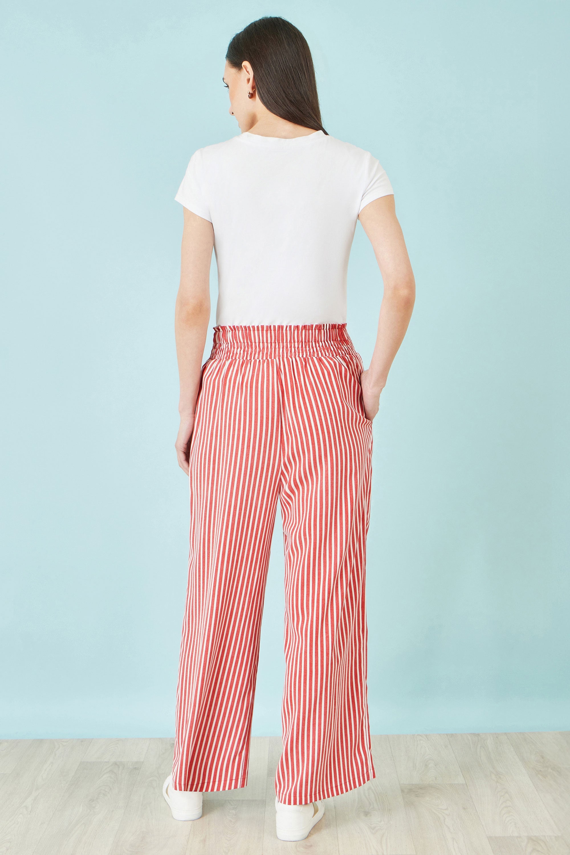 Yumi Red Stripe Relaxed Trousers