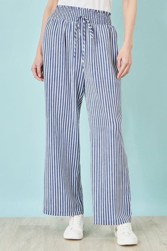 Yumi Blue Stripe Relaxed Trousers - QHA UK