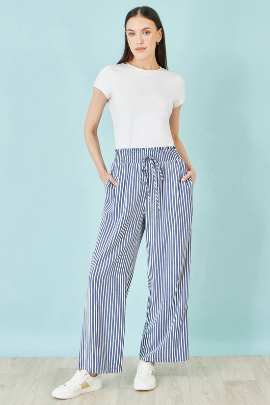 Yumi Blue Stripe Relaxed Trousers - QHA UK