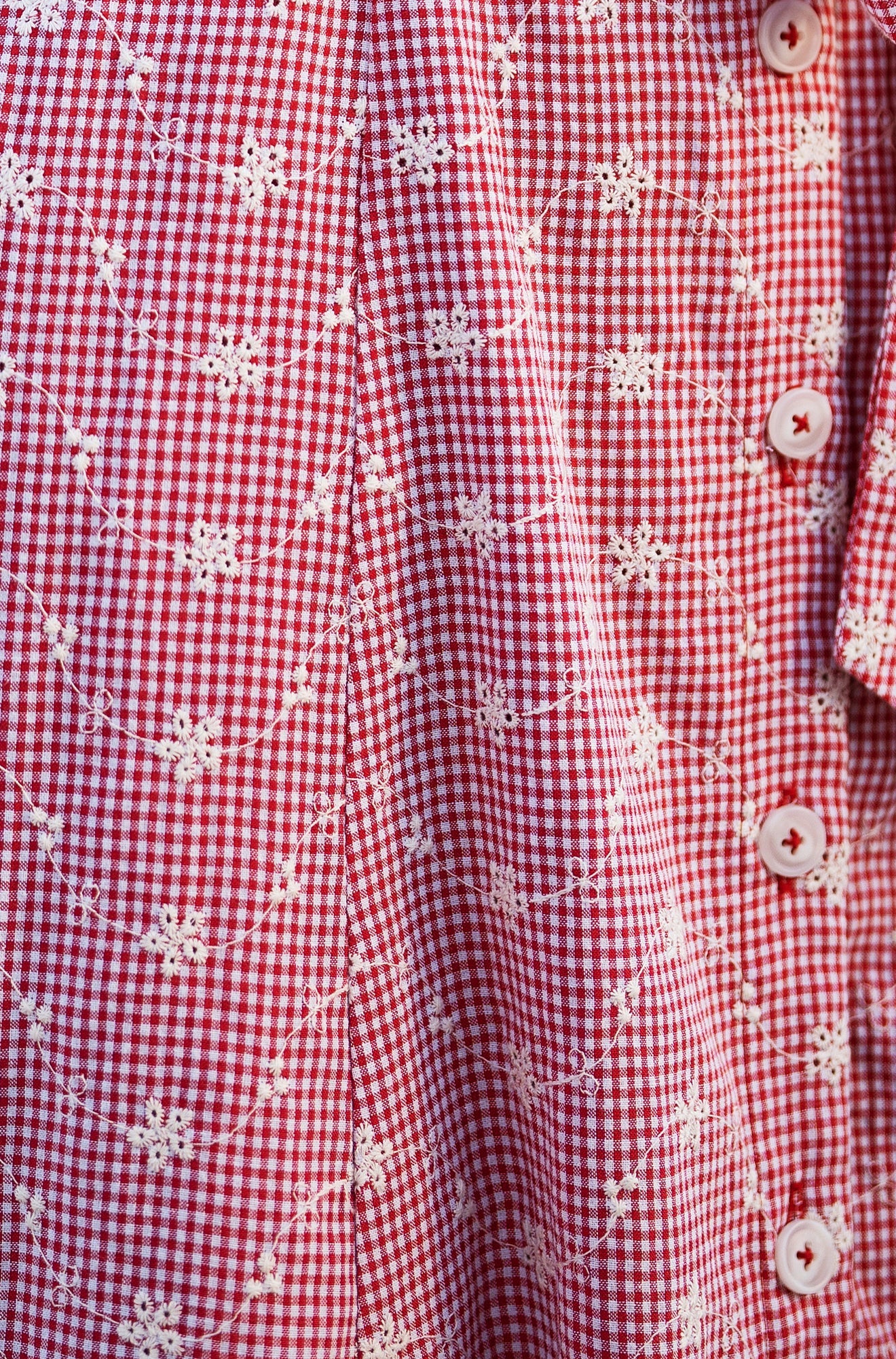 Yumi Red Broderie Anglaise Embroidered Sleeveless Shirt Dress