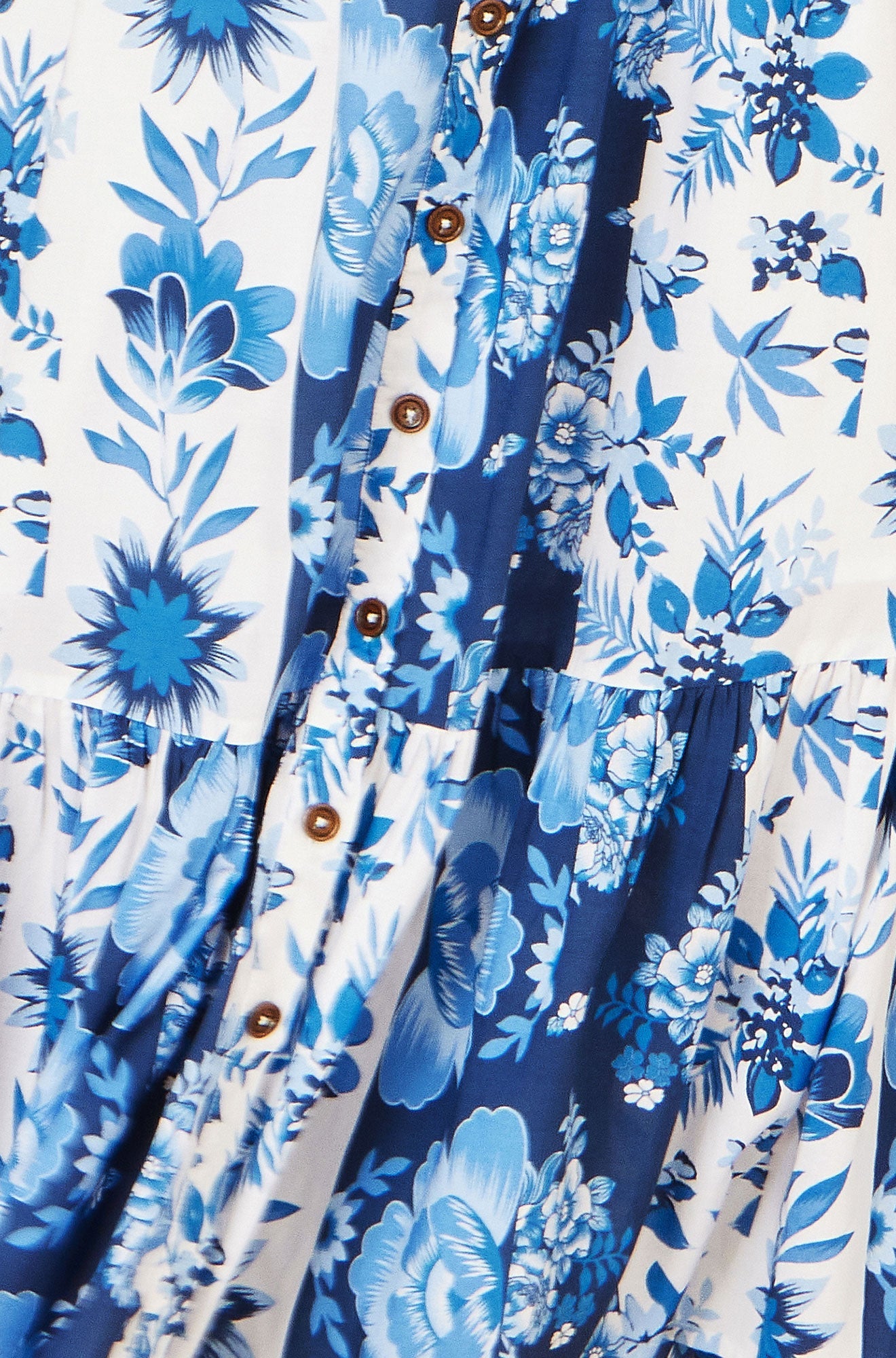 Yumi Blue Floral Viscose Midi Shirt Dress With Matching Belt - QHA UK